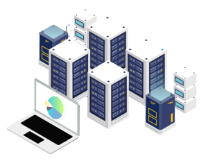 Illustration of Data management and R & D work in the future of companies.
